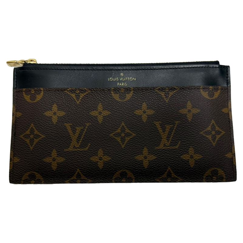 Louis Vuitton Monogram Canvas Slim Purse In Brown Leather